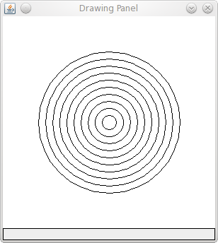 10 circles, same center, different radiuses